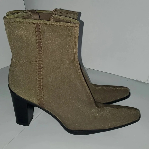 Apostrophe Womens Ankle Boot Heels Size 10M Beige Fabric Pointed Toe 'Naomi' - Picture 3 of 15